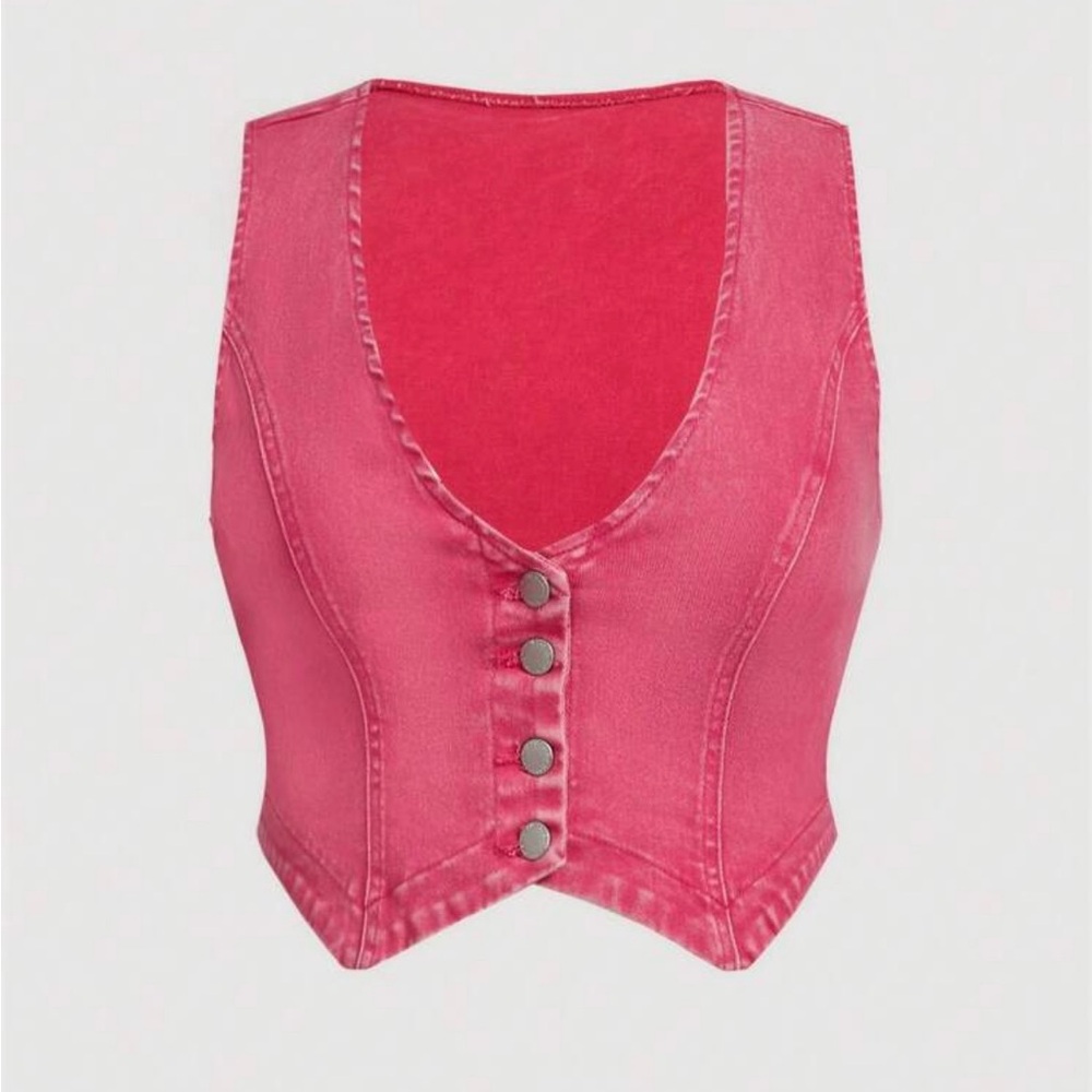 Women's Pink Denim Vest